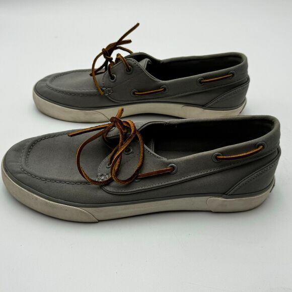 POLO RALPH LAUREN | Men's 10‎ D Canvas Gray Dock Boat Slip on Casual Shoes - Picture 2 of 9